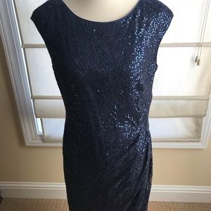 Maggy London Navy Sequined Cocktail Dress Size 12